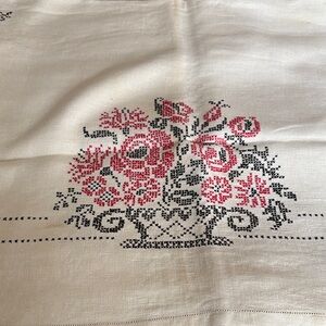 Floral Embroidered Tablecloth